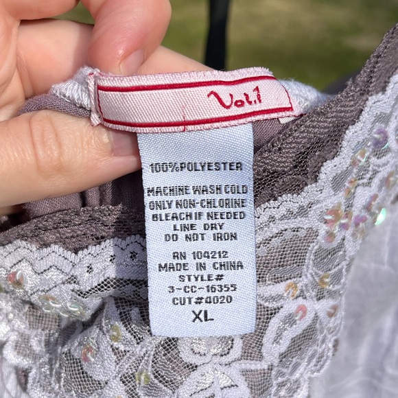 Y2K Vol. 1 Lace Sequin Cami Tank Top Purple Size XL Girly Fairy Whimsy - Picture 3 of 13